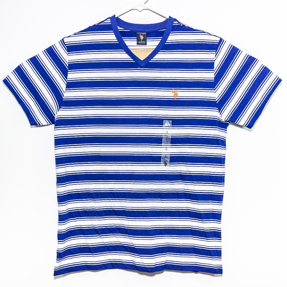Blue Striped U.S. Polo ASSN. Men's V-Neck NWOT
